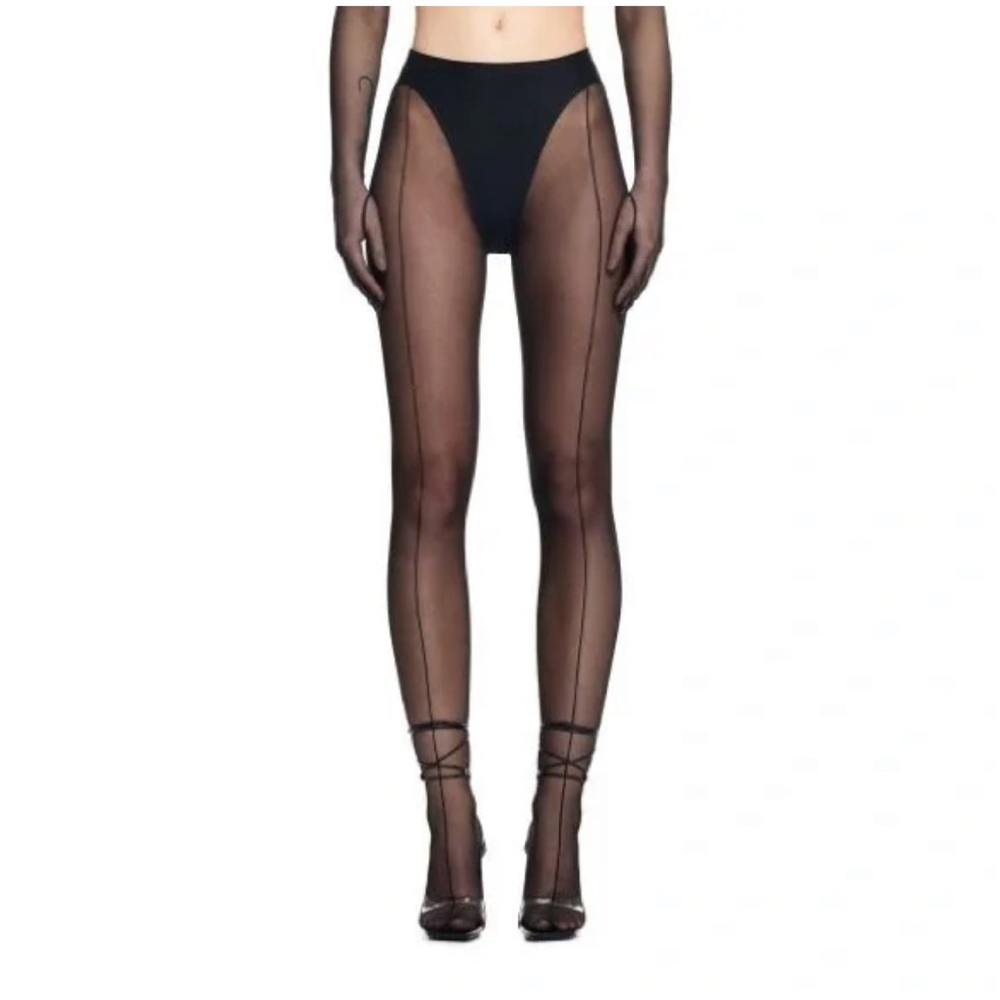 NWT Rare Mugler x H&M Women's Black Mesh Tights DS - 2023 AUTHENTIC